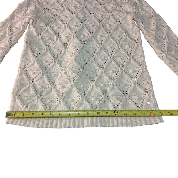 Tommy Hilfiger White Knit Sweater Light Academia Size Small Diamond Pattern - Picture 9 of 10